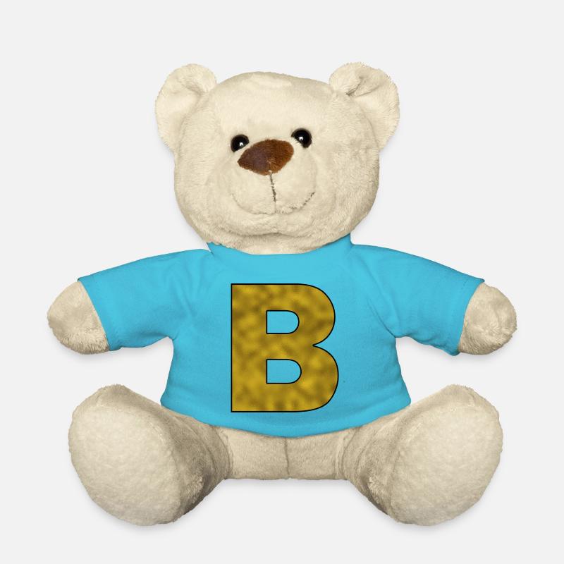 Letter B Gold - Teddy Bear - atoll blue