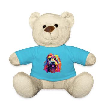 Aquarelle coloré Bearded Collie - Nounours - bleu outremer - Devant