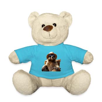 Sloth, Morning Grouch, Loafer, Cute Sloths - Teddy Bear - atoll blue - Front