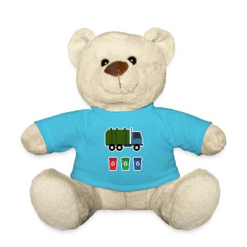 Müllwagen Liebe Müllabfuhr Kind Junge I Geschenk - Teddy - Atollblau - Vorne