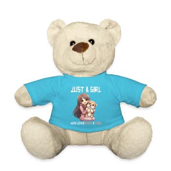 Kawaii Girl Anime Manga Fille et Chien - Nounours - bleu outremer - Devant