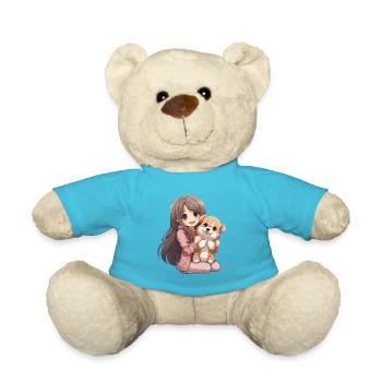 Kawaii Girl Anime Manga Fille et Chien - Nounours - bleu outremer - Devant