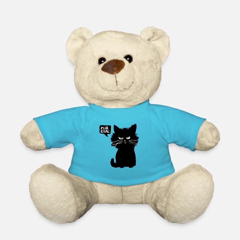 faule Katze Spruch Sprüche mir egal Geschenk Idee - Teddy - Atollblau