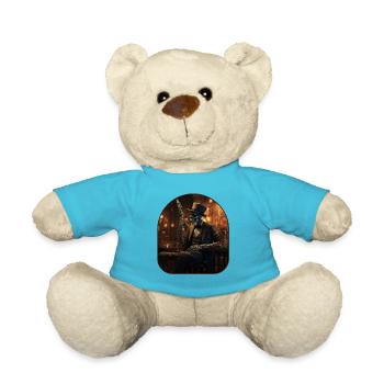Jazz Club Skeleton Rock On Sax - Teddy Bear - atoll blue - Front