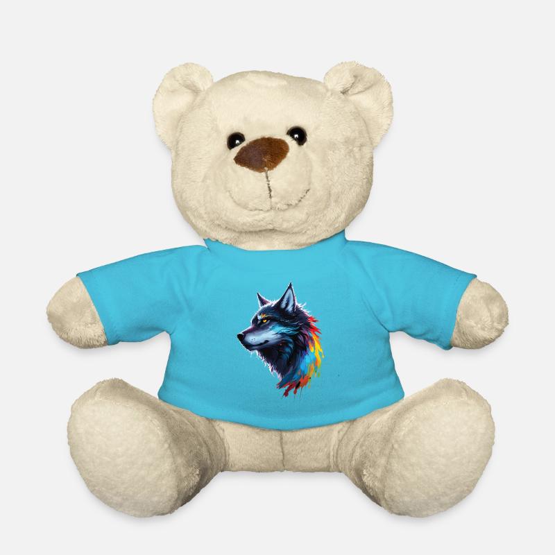 Regenbogen-Aquarell Wolf Spritzt - Teddy - Atollblau