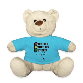 Zieht der Ampel den Stecker - Spruch - Teddy - Atollblau - Vorne