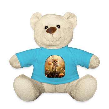 Schmetterlingsjäger-Kätzchen tollt in einem Pilz herum - Teddy - Atollblau - Vorne