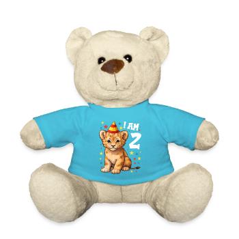 I'm 2 Years Old Lion Leo 2nd Birthday - Teddy Bear - atoll blue - Front