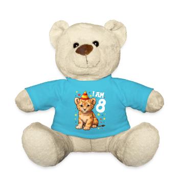 I'm 8 Years Old Lion Leo 8th Birthday - Teddy Bear - atoll blue - Front