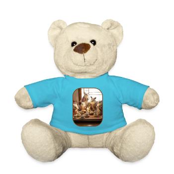 Tea Ceremony Bunnies Cute Rituals T Shirt - Teddy Bear - atoll blue - Front