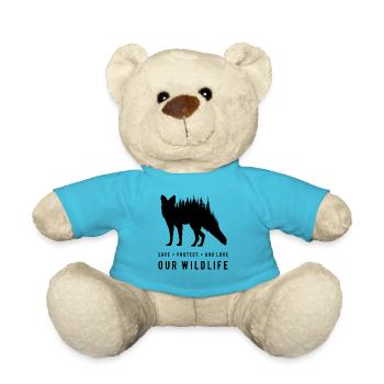 Preserve Foxes - Loves Our Wilderness - Teddy Bear - atoll blue - Front