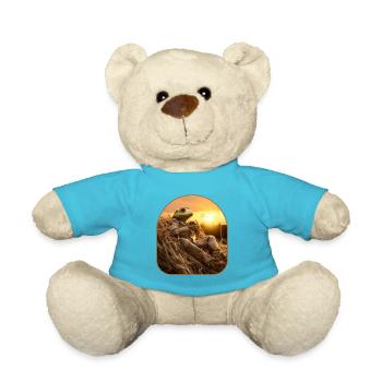 Frog Haystack Sunset Watching Countryside - Teddy Bear - atoll blue - Front