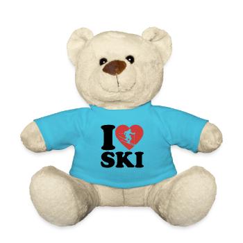 I Love Ski, Apres Ski, Wintersport, Herz - Teddy - Atollblau - Vorne