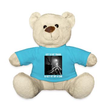 Lets eat Trash and get hit by a Car Raccoon - Teddy Bear - atoll blue - Front