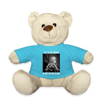 Lets eat Trash and get hit by a Car Raccoon - Teddy Bear - atoll blue - Front