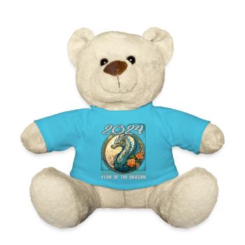 Chines New Year of Dragon Art Nouveau Swirl - Teddy Bear - atoll blue - Front