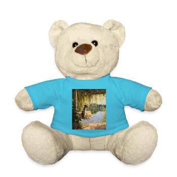 Greyhound Lakeside Cottagecore Dog Retreat Men - Teddy Bear - atoll blue - Front