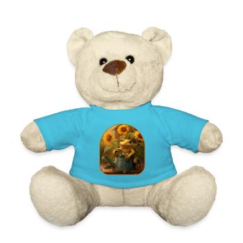 Frosch-Gießkanne Sonnenblumen Gartenarbeit - Teddy - Atollblau - Vorne