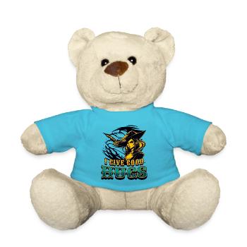 I Give Good Hugs Funny Sarcastic Saying Typography - Teddy Bear - atoll blue - Front