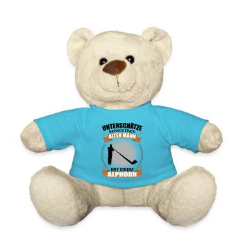 Alphorn Geschenk - Alter Mann, Weiser Klang - Teddy - Atollblau - Vorne