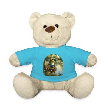 Cottagecore Frog Fishing Pond Willow Trees - Teddy Bear - atoll blue - Front