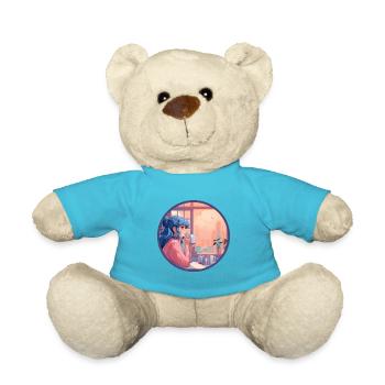 Tea Time Anime Girl Vaporwave Retro Zimmer - Teddy - Atollblau - Vorne