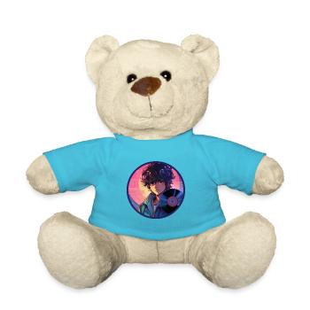 Disque vinyle Anime Boy contemplatif Vaporwave - Nounours - bleu outremer - Devant
