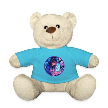 Arcade Anime Mädchen Vaporwave Neon Glow Retro - Teddy - Atollblau - Vorne