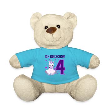 Unicorn Glitter Party 4 Years of Magic - Teddy Bear - atoll blue - Front