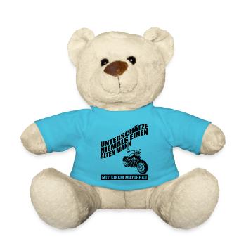 Lustiges Motorrad Design, lustiger Motorrad Spruch - Teddy - Atollblau - Vorne