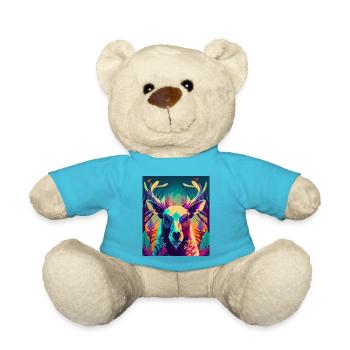 Abstract Neon Deer - Teddy Bear - atoll blue - Front