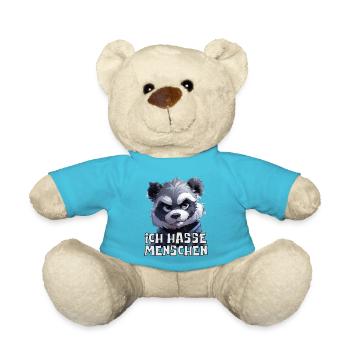 Funny panda bear with saying I hate people - Teddy Bear - atoll blue - Front