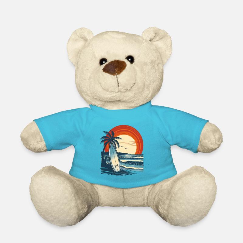 Surfbrett Am Strand Bei Sonnenuntergang - Teddy - Atollblau