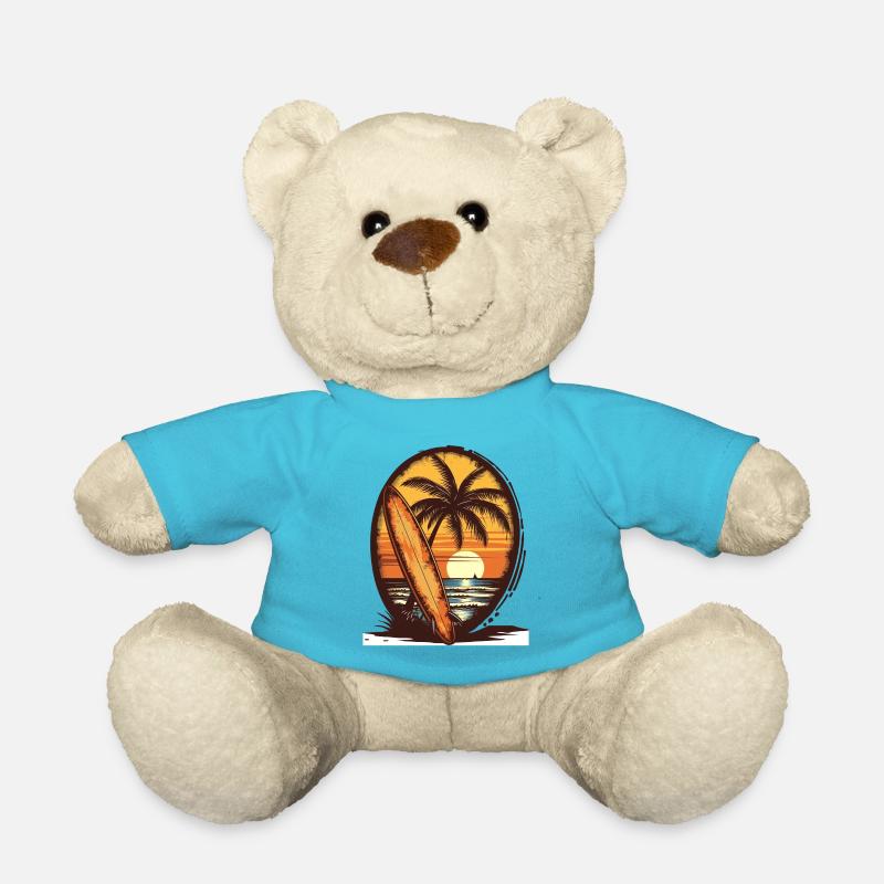 Sonnenuntergang Surfbrett Palmen - Teddy - Atollblau