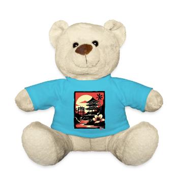 Natur Japans und ein Japanischer Pagoden-Tempel - Teddy - Atollblau - Vorne