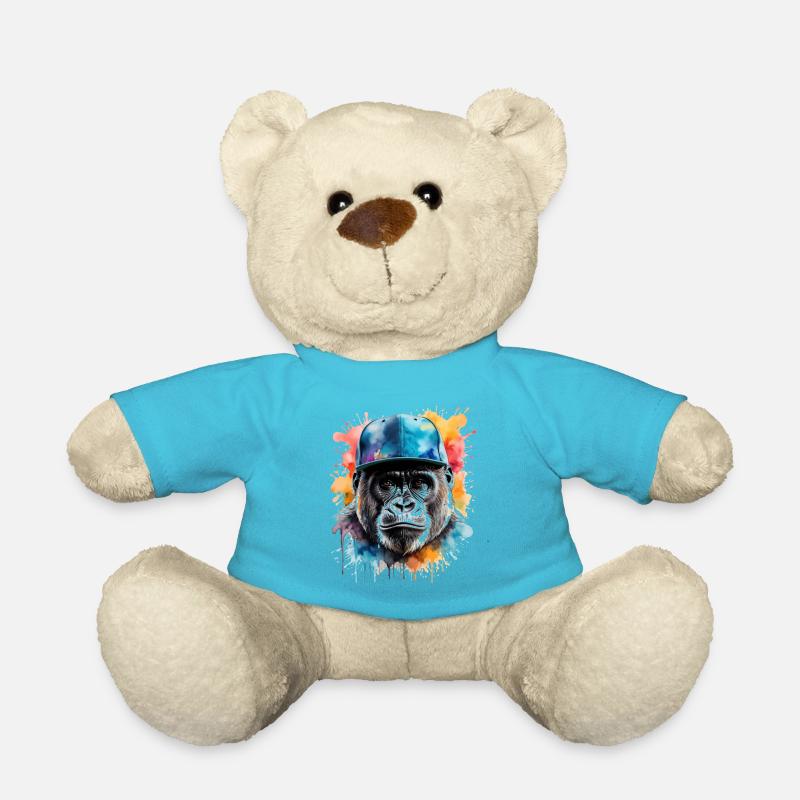 Gorilla Snapback Cap Affe Cool Tier Design Print - Teddy - Atollblau
