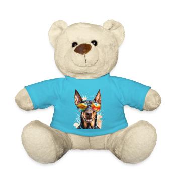 Doberman Sunglasses Dog Funny Design Print - Teddy Bear - atoll blue - Front