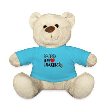 Frieden Liebe Schuppentiere T-Shirt Ameisenbär Tier Humor - Teddy - Atollblau - Vorne
