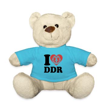 I Love DDR - Herz - Ostalgie - Teddy - Atollblau - Vorne