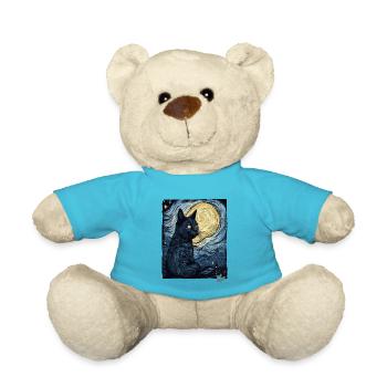 Nuit étoilée et chat noir - Nounours - bleu outremer - Devant