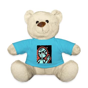 The Silence of Space: Funny Astronaut Cartoon - Teddy - Atollblau - Vorne