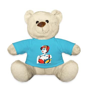 Abstract Art Portrait of a Woman - Teddy Bear - atoll blue - Front