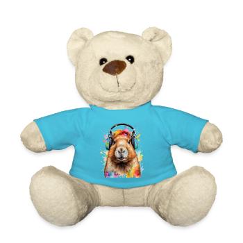Capybara Kopfhörer Capy Bunt Tier Design Print - Teddy - Atollblau - Vorne