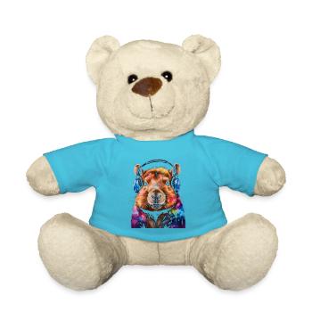 Capybara Kopfhörer Capy Bunt Tier Design Print - Teddy - Atollblau - Vorne