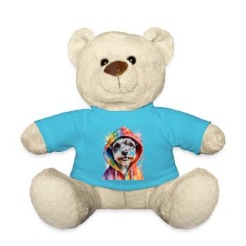 Zwergschnauzer Hoodie Hund Lustig Tier Print - Teddy - Atollblau - Vorne