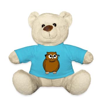 Owl With Glasses Icon Style Nocturnal Predator - Teddy Bear - atoll blue - Front