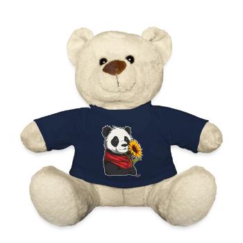 Super friendly, cute panda with sunflower - Teddy Bear - french navy - Front