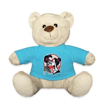Japanese Geisha And Zombie Kiss Infinite Love - Teddy Bear - atoll blue - Front