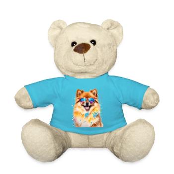 Pomeranian Pomeranian Sunglasses Dog Print - Teddy Bear - atoll blue - Front