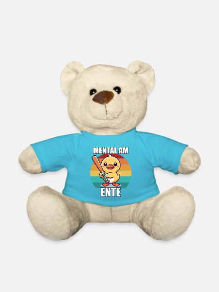 Mental Am Ende Süße Ente mit Schläger Retro - Teddy - Atollblau